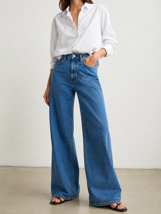 & Other Stories Denim - & OTHER STORIES High Rise Wide Leg Jeans Blue Denim Size 28